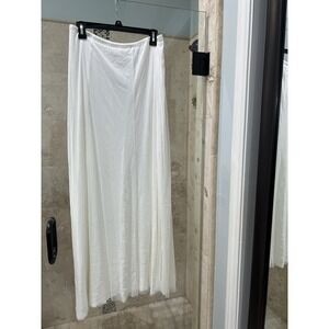 Chan Luu Maxi Skirt High Waisted Flowy Mesh  Boho, White Ivory L Large